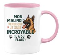 quotedazur - Mug Humour Mon Malinois Pense Que Je Suis Incroyable, Il A Du Flair Unique Idée Cadeau Originale Tasse Pour Amoureuse Des Chiens