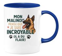 quotedazur - Mug Humour Mon Malinois Pense Que Je Suis Incroyable, Il A Du Flair Unique Idée Cadeau Originale Tasse Pour Amoureuse Des Chiens