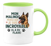 quotedazur - Mug Humour Mon Malinois Pense Que Je Suis Incroyable, Il A Du Flair Unique Idée Cadeau Originale Tasse Pour Amoureuse Des Chiens