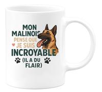 quotedazur - Mug Humour Mon Malinois Pense Que Je Suis Incroyable, Il A Du Flair Unique Idée Cadeau Originale Tasse Pour Amoureuse Des Chiens