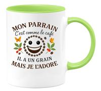 quotedazur - Mug Humour Mon Parrain, C’est Comme Le Café, Il A Un Grain, Mais Je L’adore Absolument Cadeau Original Pour Tasse Unique Et Drôle