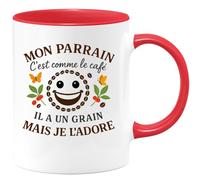 quotedazur - Mug Humour Mon Parrain, C’est Comme Le Café, Il A Un Grain, Mais Je L’adore Absolument Cadeau Original Pour Tasse Unique Et Drôle