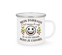 quotedazur - Mug Humour Mon Parrain, C’est Comme Le Café, Il A Un Grain, Mais Je L’adore Absolument Cadeau Original Pour Tasse Unique Et Drôle