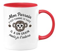 quotedazur - Mug Humour Mon Parrain C'est Comme Le Café Il A Un Grain Mais Je L'adore - Cadeau Original Et Tasse Idéale Pour Parrain Unique
