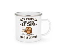 quotedazur - Mug Humour Mon Parrain C'est Comme Le Café, Il A Un Grain, Mais Je L'adore - Cadeau Original Tasse Pour Parrain Unique Et Apprécié