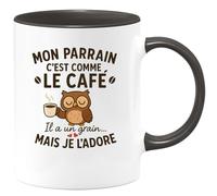 quotedazur - Mug Humour Mon Parrain C'est Comme Le Café, Il A Un Grain, Mais Je L'adore - Cadeau Original Tasse Pour Parrain Unique Et Apprécié