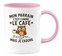 quotedazur - Mug Humour Mon Parrain C'est Comme Le Café, Il A Un Grain, Mais Je L'adore Cadeau Original Tasse Pour Unique Et Apprécié