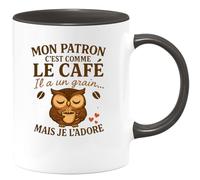 quotedazur - Mug Humour Mon Patron C'est Comme Le Café Il A Un Grain... Mais Je L'adore Cadeau Original Tasse Pour Patrons Et Collègues