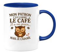 quotedazur - Mug Humour Mon Patron C'est Comme Le Café Il A Un Grain... Mais Je L'adore - Cadeau Original Tasse Humour Pour Patrons Et Collègues