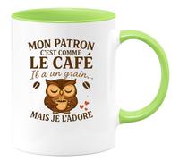 quotedazur - Mug Humour Mon Patron C'est Comme Le Café Il A Un Grain... Mais Je L'adore Cadeau Original Tasse Pour Patrons Et Collègues
