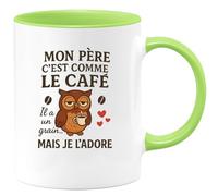 quotedazur - Mug Humour Mon Père C'est Comme Le Café Il A Un Grain... Mais Je L'adore - Cadeau Original Pour Papa, Tasse Humour Et Affection