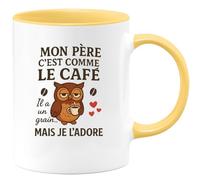 quotedazur - Mug Humour Mon Père C'est Comme Le Café Il A Un Grain... Mais Je L'adore - Cadeau Original Pour Papa, Tasse Humour Et Affection