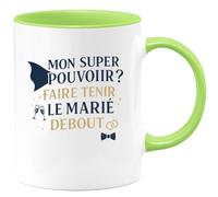 quotedazur - Mug Humour Mon super pouvoir ? Faire tenir le marié debout jusqu'au oui - Cadeau Témoin de mariage Homme