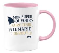 quotedazur - Mug Humour Mon super pouvoir ? Faire tenir le marié debout jusqu'au oui - Cadeau Témoin de mariage Homme