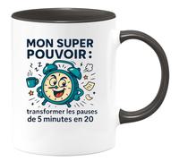 quotedazur - Mug Humour Mon Super Pouvoir Transformer Les Pauses De 5 Minutes En 20 Cadeau Départ Collègue