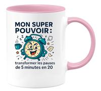 quotedazur - Mug Humour Mon Super Pouvoir Transformer Les Pauses De 5 Minutes En 20 Cadeau Départ Collègue