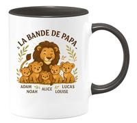 quotedazur - Mug Humour Mug Blanc Avec Logo Papa Lion Et Lionceaux Personnalisés Prénom - Idéal Cadeau Tasse Papa Et Sa Bande Lionceaux