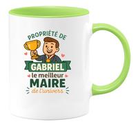 quotedazur - Mug Humour Mug Propriété De Gabriel, Le Meilleur Maire De L'univers - Idée Cadeau Originale Avec Tasse Unique Pour Homme