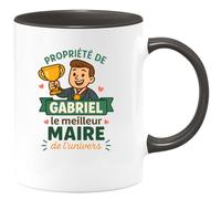 quotedazur - Mug Humour Mug Propriété De Gabriel, Le Meilleur Maire De L'univers - Idée Cadeau Originale Avec Tasse Unique Pour Homme