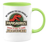 quotedazur - Mug Humour Ne Cherche Pas Des Noises À Papasaurus, Ou Tu Risques Un Jurasskicker - Cadeau Original Tasse Humour Jurassique Préhistoire Insolite Drôle