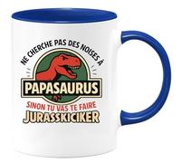 quotedazur - Mug Humour Ne Cherche Pas Des Noises À Papasaurus, Ou Tu Risques Un Jurasskicker - Cadeau Original Tasse Humour Jurassique Préhistoire Insolite Drôle