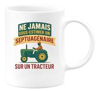 quotedazur - Mug Humour Ne Jamais Sous-estimer Un Septuagénaire Sur Un Tracteur - Idée Cadeau Originale Tasse Humour Tracteur Septuagénaire