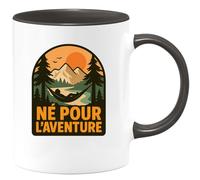quotedazur - Mug Humour Né Pour L'aventure - Mug Idéal Pour Les Passionnés D’Exploration - Idée Cadeau Originale Tasse Pour Amateurs D’Aventures