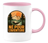 quotedazur - Mug Humour Né Pour L'aventure - Mug Idéal Pour Les Passionnés D’Exploration - Idée Cadeau Originale Tasse Pour Amateurs D’Aventures
