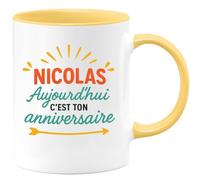 quotedazur - Mug Humour Nicolas, Aujourd'hui C'est Ton Anniversaire, Une Journée À Célébrer Cadeau Original Tasse Personnalisé Pour