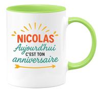 quotedazur - Mug Humour Nicolas, Aujourd'hui C'est Ton Anniversaire, Une Journée À Célébrer Cadeau Original Tasse Personnalisé Pour