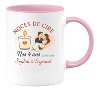 quotedazur - Mug Humour Noces De Cire 4 Ans 22/05/2024 Sophia Legrand Cadeau Personnalisé Tasse Couple Anniversaire Mariage