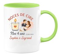 quotedazur - Mug Humour Noces De Cire 4 Ans 22/05/2024 Sophia Legrand Cadeau Personnalisé Tasse Couple Anniversaire Mariage