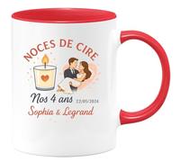 quotedazur - Mug Humour Noces De Cire 4 Ans 22/05/2024 Sophia Legrand Cadeau Personnalisé Tasse Couple Anniversaire Mariage