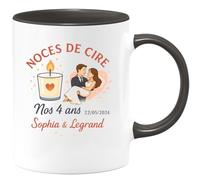 quotedazur - Mug Humour Noces De Cire 4 Ans 22/05/2024 Sophia Legrand Cadeau Personnalisé Tasse Couple Anniversaire Mariage