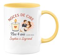 quotedazur - Mug Humour Noces De Cire 4 Ans 22/05/2024 Sophia Legrand Cadeau Personnalisé Tasse Couple Anniversaire Mariage