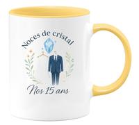 quotedazur - Mug Humour Noces De Cristal Célébration Des 15 Ans Mariage Idée Cadeau Tasse Élégante Pour Anniversaire