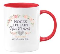 quotedazur - Mug Humour Noces D'étain 10 Ans 25/08/2024 Nicolas Élise Cadeau Unique En Tasse Pour Célébrer De Mariage