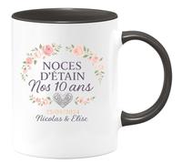 quotedazur - Mug Humour Noces D'étain 10 Ans 25/08/2024 Nicolas Élise Cadeau Unique En Tasse Pour Célébrer De Mariage