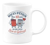 quotedazur - Mug Humour Noces D'étain 10 Ans De Mariage 16/08/2024 Élise Gabriël Idée Cadeau Tasse Personnalisée