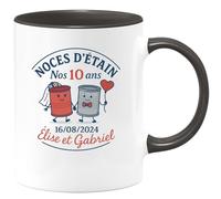 quotedazur - Mug Humour Noces D'étain 10 Ans De Mariage 16/08/2024 Élise Gabriël Idée Cadeau Tasse Personnalisée