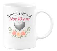 quotedazur - Mug Humour Noces D'étain Nos 10 Ans - Cadeau Original Tasse Anniversaire 10 Ans Noces D'étain