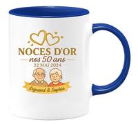 quotedazur - Mug Humour Noces D'or 50 Ans 22/05/2024 Legrand Sophia, Cadeau Couple Unique Pour Amoureux Avec Tasse Personnalisée Élégante
