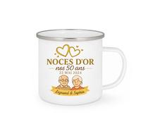 quotedazur - Mug Humour Noces D'or 50 Ans 22/05/2024 Legrand Sophia, Cadeau Couple Unique Pour Amoureux Avec Tasse Personnalisée Élégante