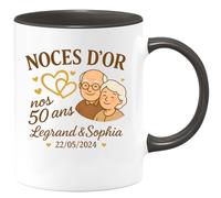 quotedazur - Mug Humour Noces D'or 50 Ans 22/05/2024 Legrand Sophia Cadeau Verre De Mariage Idée Tasse Personnalisée Pour Élégant