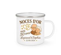 quotedazur - Mug Humour Noces D'or 50 Ans 22/05/2024 Legrand Sophia Cadeau Verre De Mariage Idée Tasse Personnalisée Pour Élégant