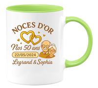 quotedazur - Mug Humour Noces D'or 50 Ans 22/05/2024 Legrand Sophia Célébration En Or Cadeau Tasse Anniversaire Idée Pour Couple À Célébrer