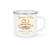 quotedazur - Mug Humour Noces D'or Nos 50 Ans Arthur Élise 14-02-2025, Cadeau Tasse Élégant Personnalisée Pour Inoubliable