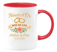 quotedazur - Mug Humour Noces D'or Nos 50 Ans Arthur Élise 14-02-2025, Cadeau Tasse Élégant Personnalisée Pour Inoubliable