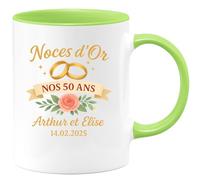 quotedazur - Mug Humour Noces D'or Nos 50 Ans Arthur Élise 14-02-2025, Cadeau Tasse Élégant Personnalisée Pour Inoubliable