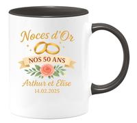 quotedazur - Mug Humour Noces D'or Nos 50 Ans Arthur Élise 14-02-2025, Cadeau Tasse Élégant Personnalisée Pour Inoubliable